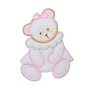 Teddy Bear Girl, Puffy/Pastel, Baby, Iron on Patch, 3" - Picture 1 of 3
