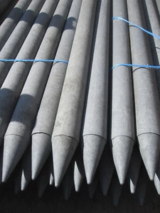 10x Pfosten Recycling grau Ø 8 cm, 175 cm lang Pfähle Holz Weidepfahl Kunststoff - Bild 1 von 3