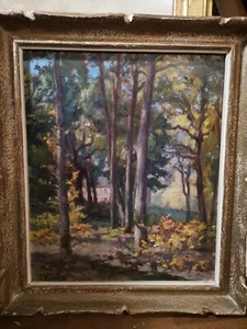 Théophile LORIN. huile panneau. automne en sous bois. Impressionnisme 38x46cm - Foto 1 di 3