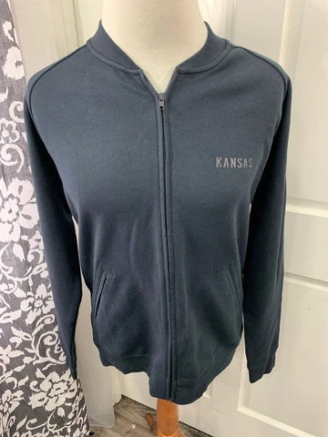 New Kansas University Solid Black Full Zip Pullover Sweatshirt Cover