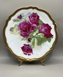 O&EG Royal Austria Zierteller rosa Rosen signiert Goldrand 8,75 Zoll - Bild 1 von 21
