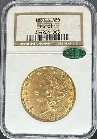 1860-S $20 Liberty MS61 NGC CAC (#PA354264005) Cover