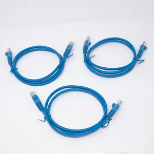 Three cables 3FT Cat5E RJ45 Ethernet LAN Network Patch Cable Blue 100% Copper - Picture 1 of 4