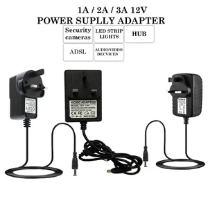 AC DC 12V 1A/2A/3A POWER SUPPLY ADAPTER CHARGER FOR CAMERA LED STRIP LIGHT CCTV - Picture 1 of 23