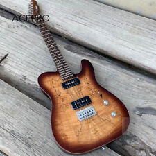 ACEPRO Spalted Maple Brown Burst Electric guitar  P90 Pickups Roast Maple Neck