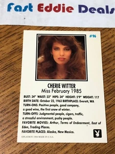Playboy 1994 tarjeta de coleccionista Cherie Witter 96 Miss Febrero 1985 casi como nueva - Imagen 1 de 1