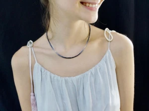A++ Blue Sapphire Faceted Rondelle Beads 24" Beautiful Choker Necklace For Girls - Picture 1 of 12