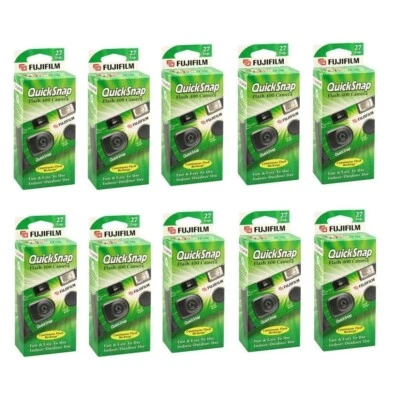 10 Pack Fujifilm Quicksnap Fuji 400 One Time Use Disposable Flash Camera FRESH - Image 1 of 4