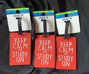 3 Protege Luggage Tag "KEEP CALM AND STUDY ON" (4 x 2.5") - Picture 1 of 2