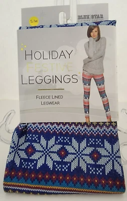 NUEVO~BLUE STAR Co Mujer Talla S/M Vacaciones Festivo Forrado de Vellón Leggings Foto 1 de 4