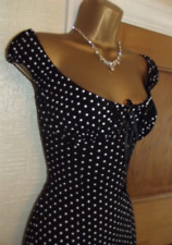 Jane Norman ❤️ Y2K black polka dot gypsy milkmaid bodycon dress size 10 12