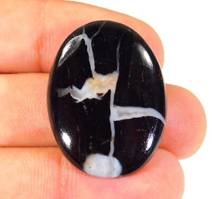 Piedra preciosa cabujón ovalado gronata septaria negra natural 34x25x7 mm 53,CT DF=159 - Imagen 1 de 7