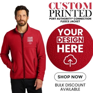 Port Authority individuell bedruckte Verbindung Fleecejacke Geschenk für Ihn F110 S-3XL - Bild 1 von 10