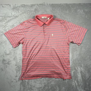Peter Millar Polo Shirt Mens Large Pink Green Stripe Double Mercerized Cotton - Picture 1 of 7