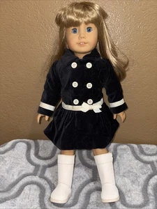 Vestido de terciopelo American Girl Kirsten Larsen cabello rubio ojos azules agradable Co - Imagen 1 de 16