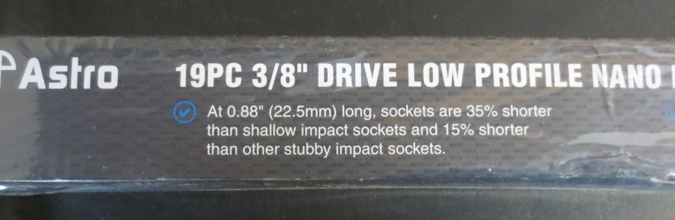 Astro Tools 78319 19pc 3/8" Drive 6-24mm Low Profile Nano Impact Socket Set - Image 1 of 1