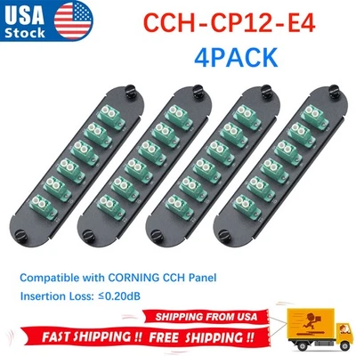 4Pcs Fiber Optic Adapter Panel 6 LC Duplex Aqua OM3 OM4 For CORNING CCH-CP12-E4 - Image 1 of 4