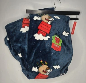 Peanuts Snoopy Christmas Red Baron Ace Berkshire 60"x70" Throw Blanket Blue - Picture 1 of 5