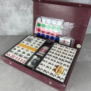 Juego de Azulejos Mahjong Tamaño Jumbo Lujo 2L Azulejos Rojo Diamante Casi Como Nuevo - Imagen 1 de 10