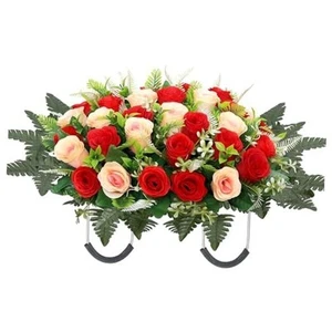 Artificial Cemetery Flowers for Grave,Headstone Flower Saddle for Tombstone - Picture 1 of 8