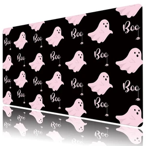 Pink Halloween Ghost Black Mouse Desk Pad for Keyboard Desk Mat 31.5x15.7 inch - Afbeelding 1 van 6