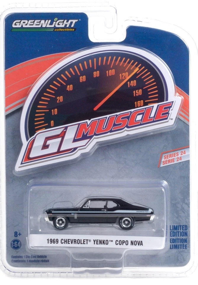1:64 Greenlight Gl Muscle 24 1969 Chevy Nova Yenko Copo Nero 13290-A - Immagine 1 di 1
