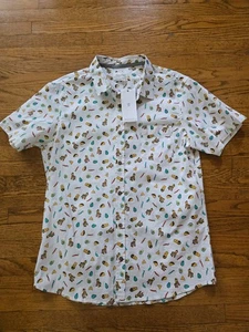 Men's Sovereign Code Short Sleeve Button-Up Shirt Size Large Taco Print NWT - Picture 1 of 7