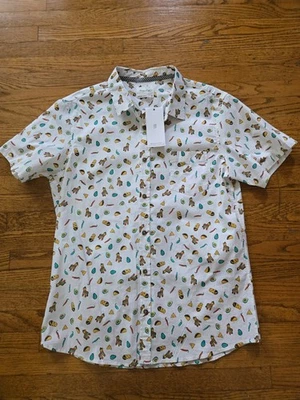 Men's Sovereign Code Short Sleeve Button-Up Shirt Size Large Taco Print NWT - Image 1 of 4