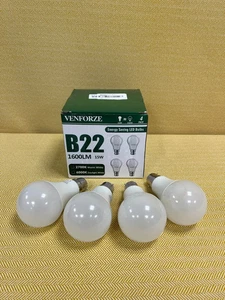 Venforze Bayonet Light Bulbs 150W 15W A60 B22 Bulbs 1600LM 6000k pack of 4 - Picture 1 of 3