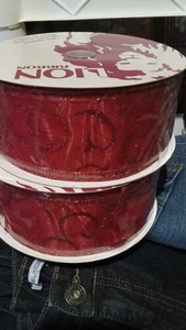 2 large rolls of Red wired ribbon NEW - Picture 1 of 3