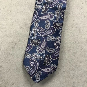 Brioni Tie Mens Blue Purple Paisley 100% Silk Hand Made Italy Luxury Necktie - Picture 1 of 9