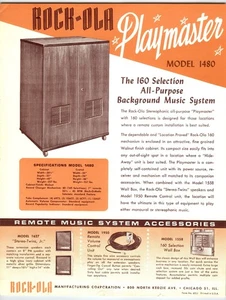 Vintage 1950s Rock-Ola Playmaster Model 1480 Music System Flyer - Picture 1 of 2