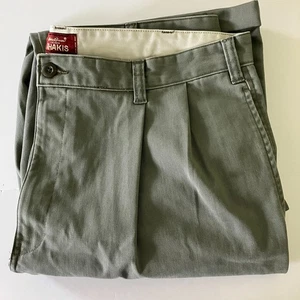 Vintage Eddie Bauer Herrenhose Größe 40 x 33,5 grün khaki plissiert klassische Passform neu mit Etikett " - Bild 1 von 12