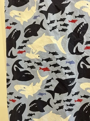 Pottery Barn Kids Twin Sheet Flat Ocean Diver Shark Fish Organic Cotton 60 x 90 — 第 1/4 张图片