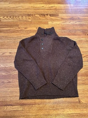 Suéter Pullover Sundance Para Hombres XL 80% Lana de Cordero Marrón Cuello Henley Cuello Tortuga Foto 1 de 4