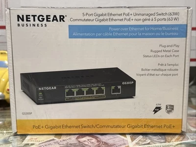 Netgear Business GS305P 5 Port Ethernet PoE+ NEW - Image 1 of 4
