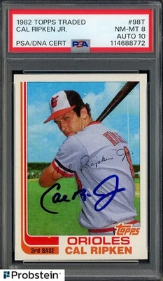 1982 Topps negociado #98T Cal Ripken Jr Orioles radiocontrol novato PSA 8 PSA/ADN 10 AUTO Foto 1 de 2