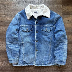 Vintage Mens L Big Mac Sherpa Lined Beautifully Distressed Denim Jacket - Picture 1 of 12
