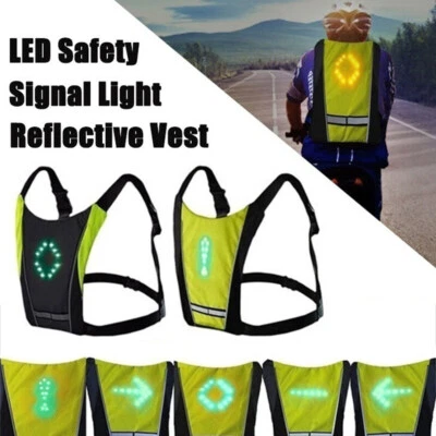 Wireless LED Signal Light Reflective Vest Backpack Remote Control Safety - Image 1 of 4