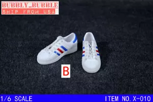 1/6 Shoes Adidas Style Sneakers White For 12" Hot Toys PHIEN Male Figure ☆USA☆ - Picture 1 of 3