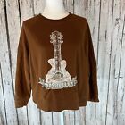 Altar'd State Guitar Patch Long Sleeve Brown "Nashville" Sweatshirt Size Small