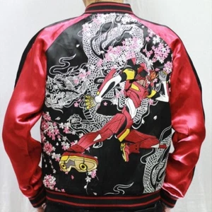 Neon Genesis Evangelion Nishiki Wende Sukajan Jacke schwarz rot Gr. XL Neu - Bild 1 von 4