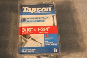 75 STÜCK TAPCON BLAU BETON MAUERWERK SCHRAUBANKER 3/16' X 1 3/4' MIT BOHRER - Bild 1 von 1