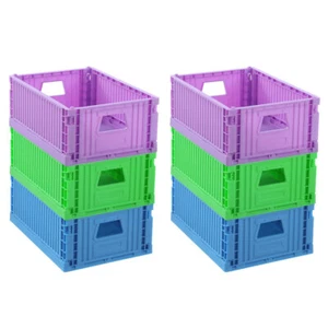 6 x Boxsweden 29x21cm Foldaway Crate Organiser Home Storage Container Assorted - Picture 1 of 9
