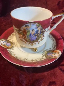 Taza de té y platillo vintage Royal Halsey L & M rosa oscuro con patas de porcelana fina - Imagen 1 de 10