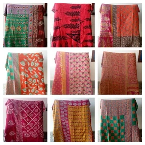 Vintage Kantha Quilt Throw Handmade Indian Ralli Gudri Wholesale Quilt Blanket - Picture 1 of 43