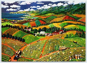 Greeting Card Guy Buffet Painting "Harvesting Pineapple" Cameron Collection 5X7 - Picture 1 of 3