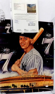 MICKEY MANTLE HOF Signed Autograph 18x24" Yankee Stadiums Color Print JSA 💎 LOA - Image 1 of 4