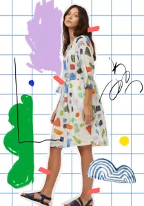 Gorman x Julia Flanagan Dress Size 12 Dot Com Smock Oversized Cotton Colourful - Picture 1 of 10