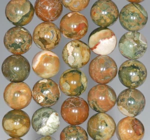 "Cuentas sueltas redondas de piedra preciosa de riolita de 12 mm 15,5" - Imagen 1 de 4